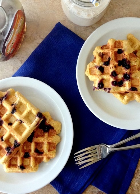 Blueberry Cornmeal-Oat Waffles