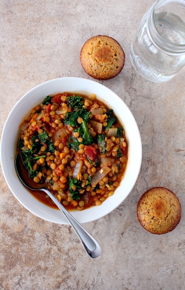 lentil stew with tomatoes and kale