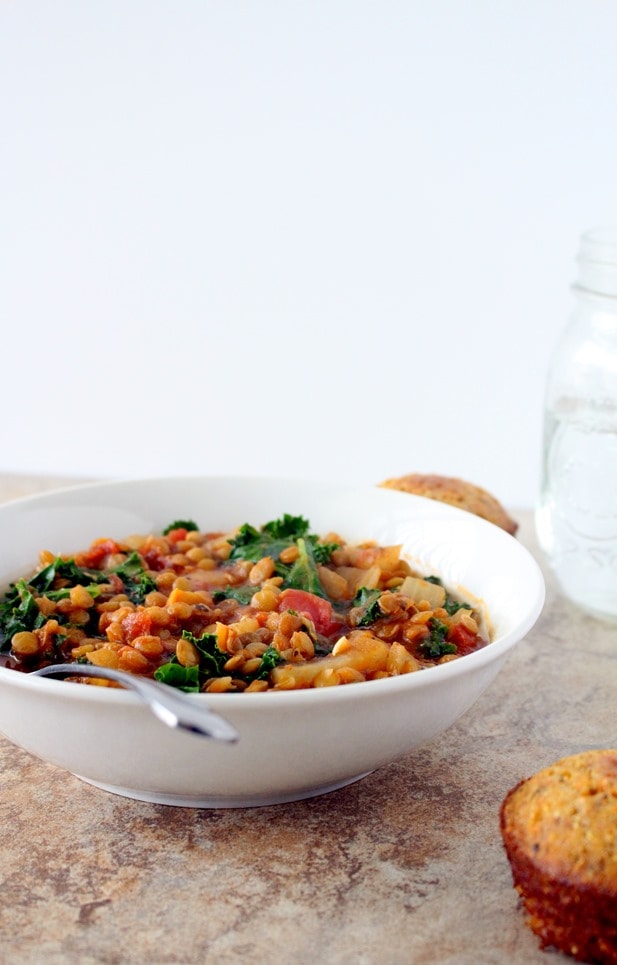 lentil stew with tomatoes and kale