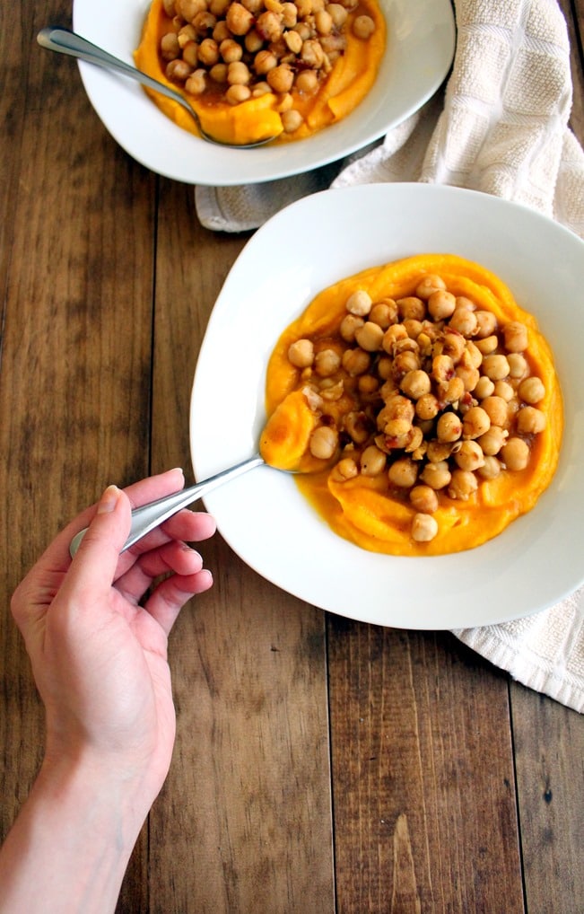 Butternut Squash Puree with Chipotle Chickpeas