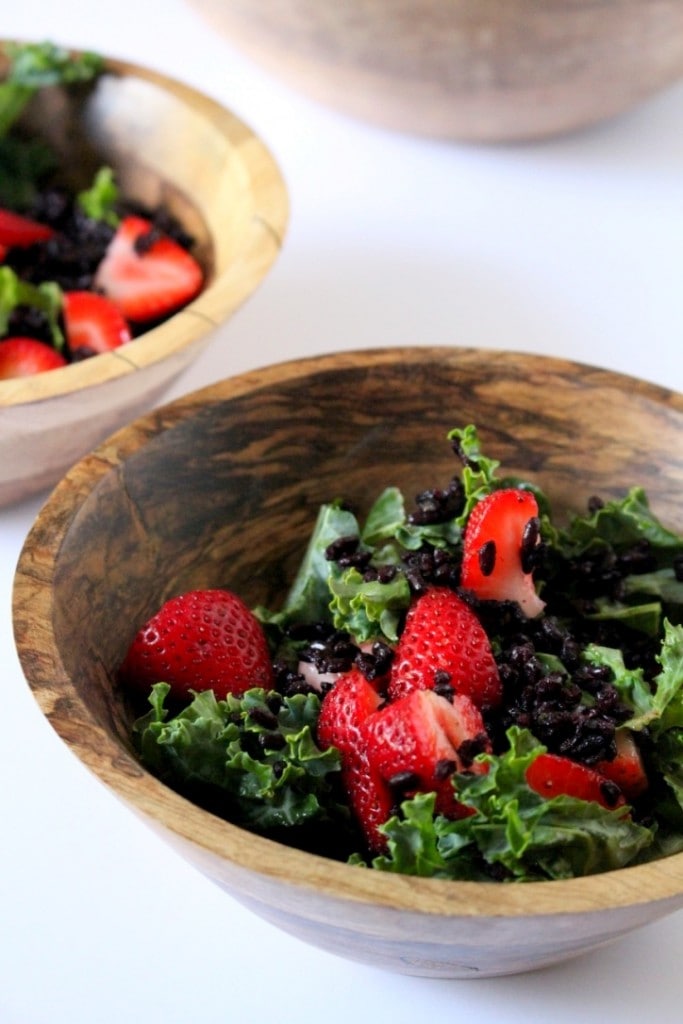 Black Rice Salad with Strawberries + Almonds