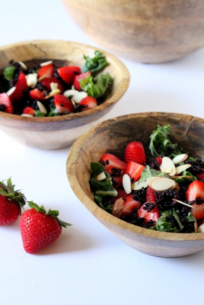 Black Rice Salad with Strawberries + Almonds