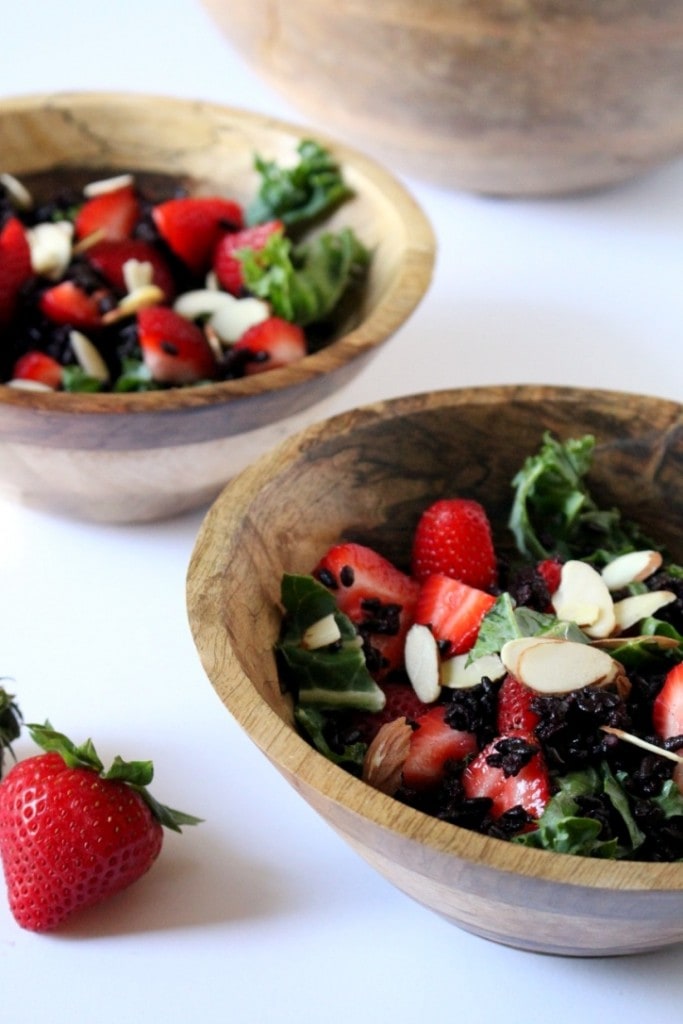 Black Rice Salad with Strawberries + Almonds