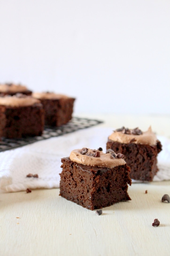 Flourless Mocha Brownies & Coconut Cacao Frosting