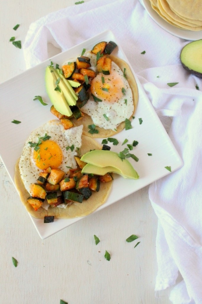 Fried Egg Tacos with Zucchini and Avocado