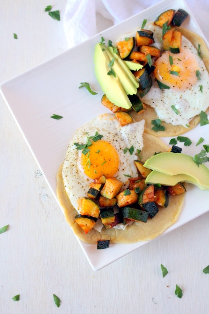 Fried Egg Tacos with Zucchini & Avocado