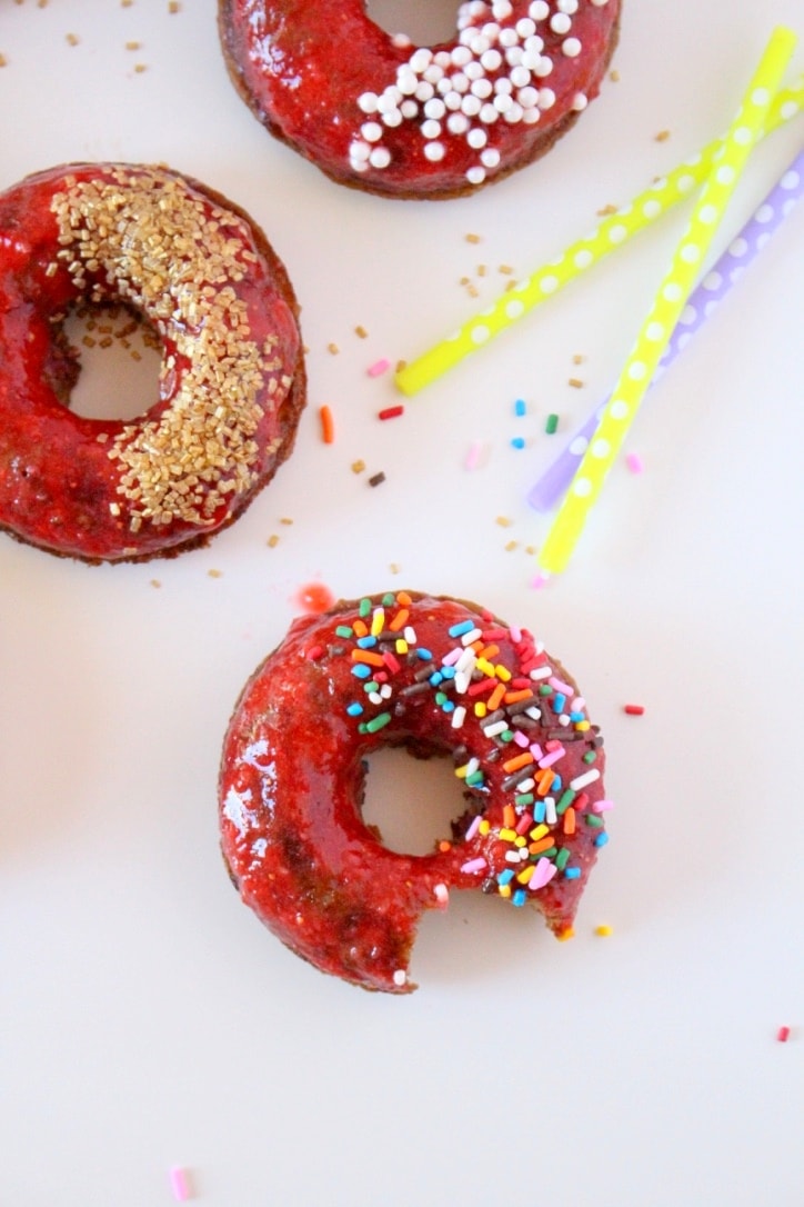 Grain-Free Strawberry Birthday Cake Donuts [TWK turns 3!]
