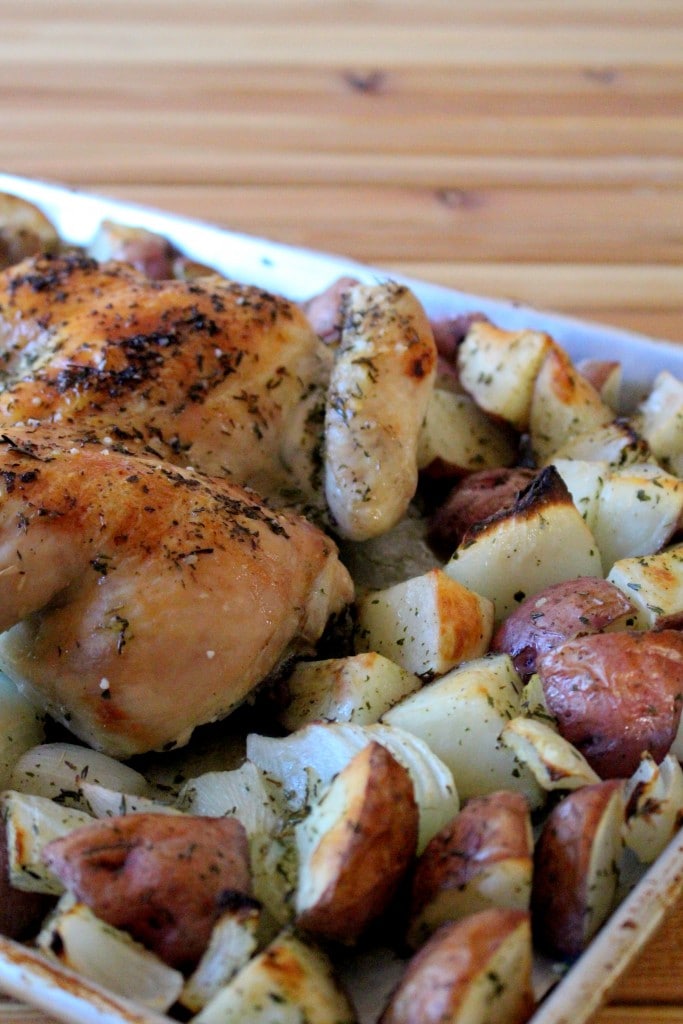 Spatchcock Chicken with Potatoes and Onions