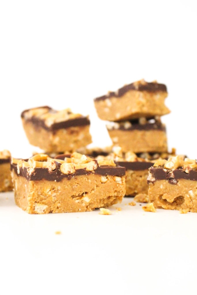 stack of Peanut Butter Pretzel Bars