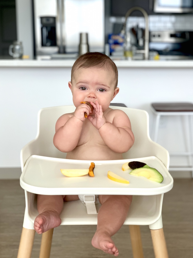 Baby-Led Weaning on his high-chair