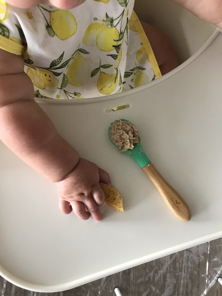 baby-led weaning food with banana and oats