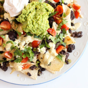 Loaded Nachos with Vegan 'Cheese' Sauce