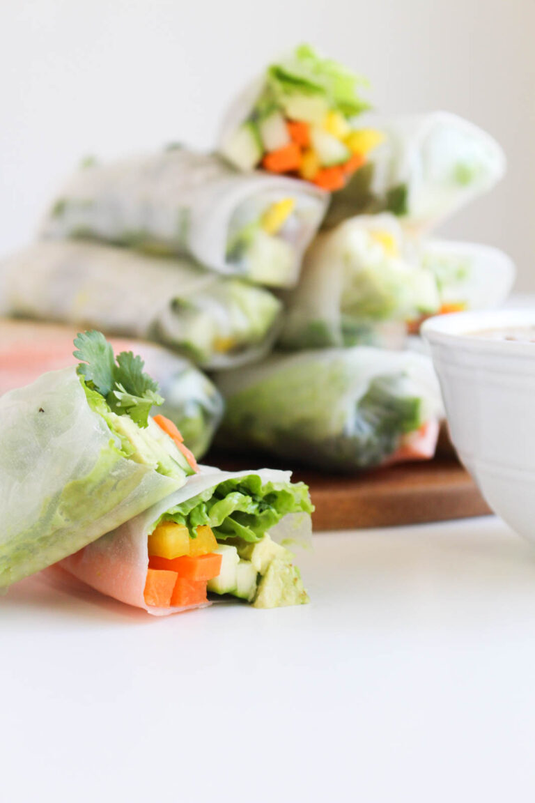 Vegetable Spring Rolls with Spicy Peanut Dipping Sauce