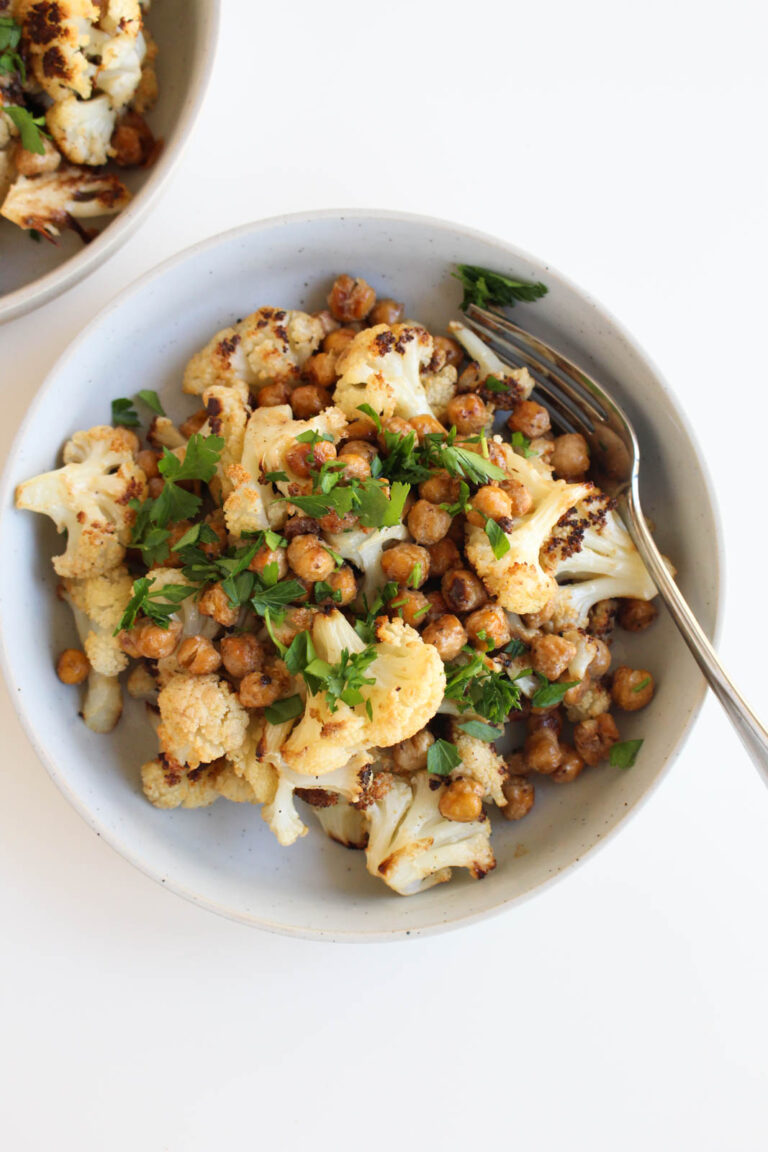 Roasted Cauliflower & Chickpeas with Dijon Vinaigrette