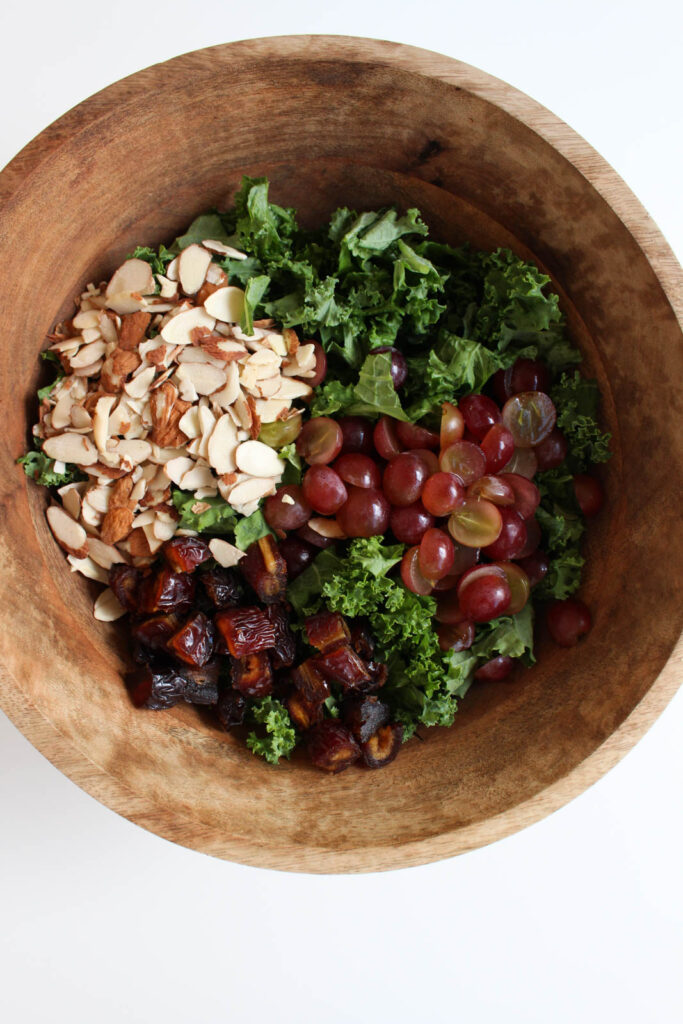 Chopped Kale Salad with Grapes, Almonds & Dates