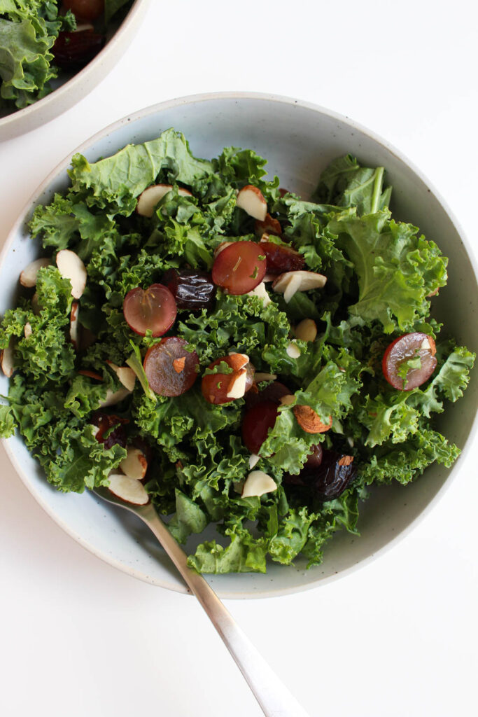 Chopped Kale Salad with Grapes, Almonds & Dates