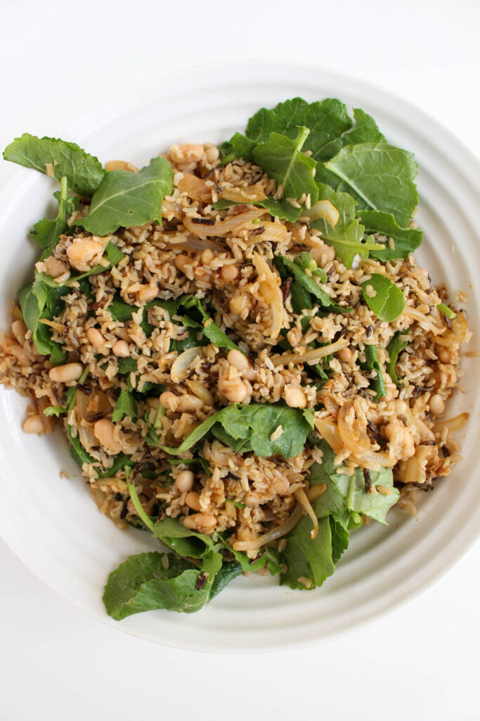 Warm Kale Salad Warm Kale Salad with Wild Rice & White Beans