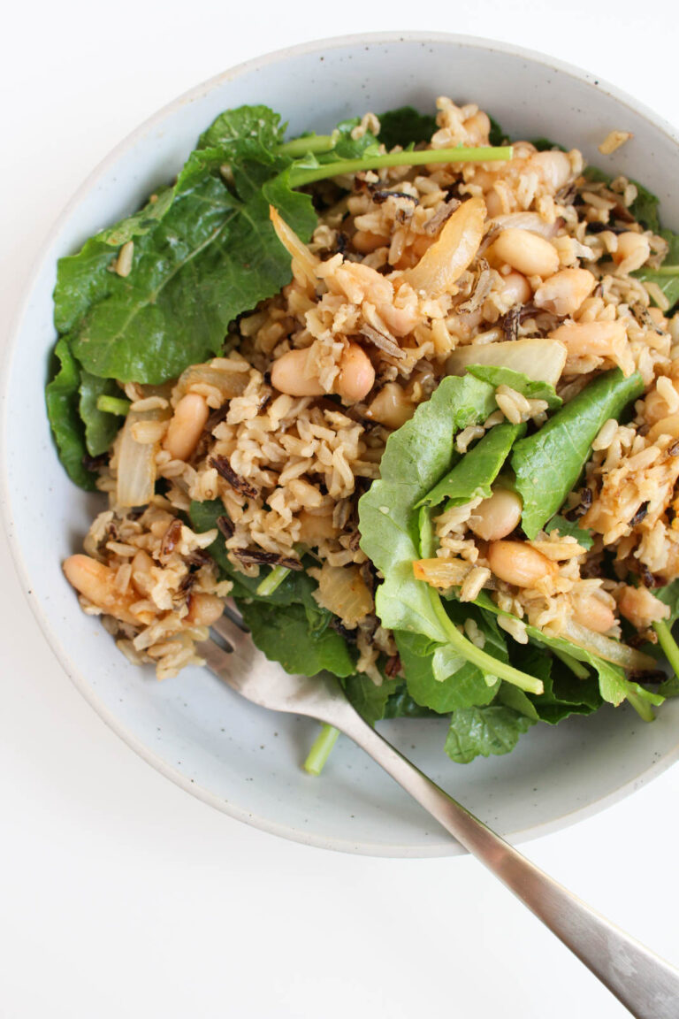 Warm Kale Salad with Wild Rice & White Beans