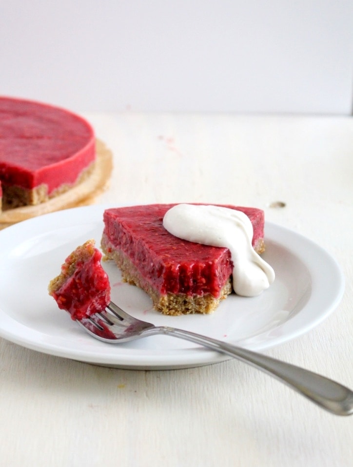 Raw Raspberry Tart with Coconut Whipped Cream