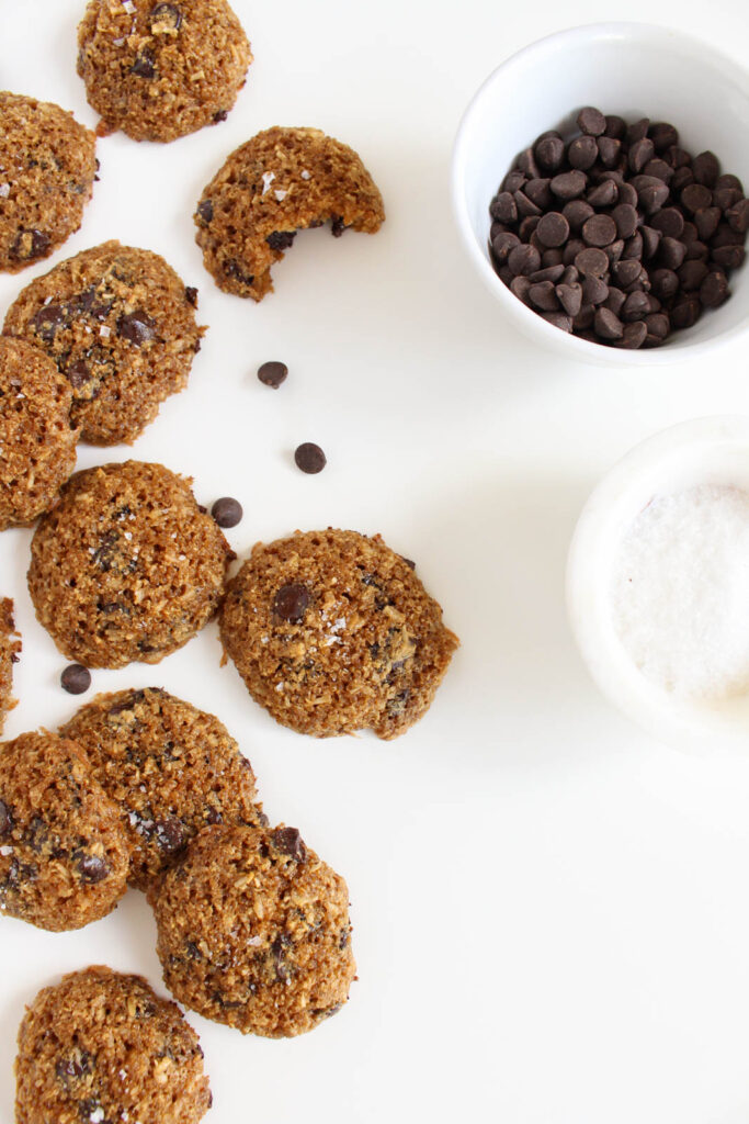 Healthy Quinoa Chocolate Chip Cookies and sugar and chocolates on the side