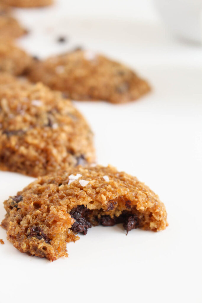 Healthy Quinoa Chocolate Chip Cookies with a bite