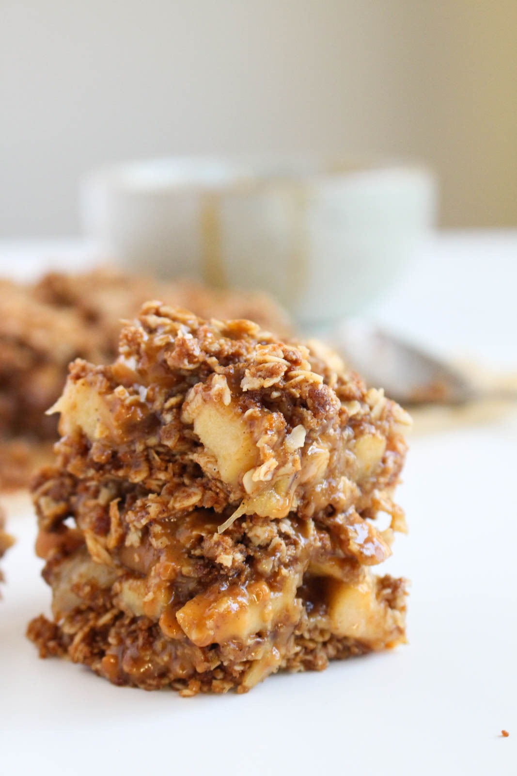 Healthy Apple Pie Bars (with peanut butter caramel sauce!)